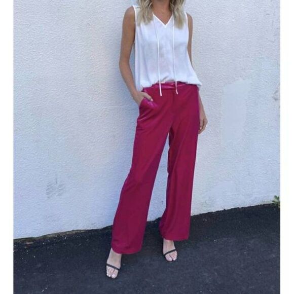 NWT SIX/FIFTY bright pink velour pants comfy barbie size extra small - Picture 4 of 14